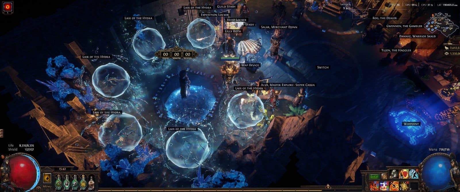 Flooded Primeval, a Path of Exile 1 hideout built in Primeval Hideout by konkerer
